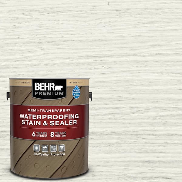 BEHR PREMIUM 1 gal. #ST-337 Pinto White Semi-Transparent Waterproofing Exterior Wood Stain and Sealer