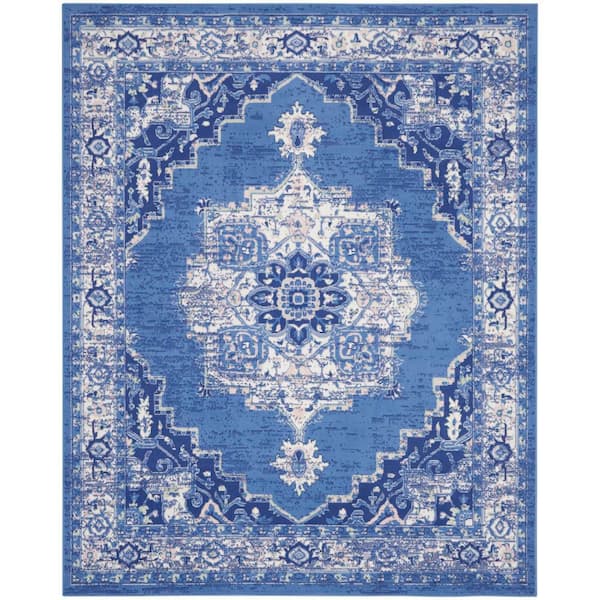 Nourison Whimsicle Navy 9 ft. x 12 ft. Center Medallion Traditional Area Rug