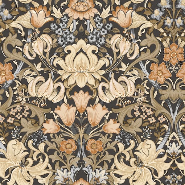 Fleurmont Floral Tapestry Charcoal Non-Pasted Wallpaper (Covers 56 sq. ft.)