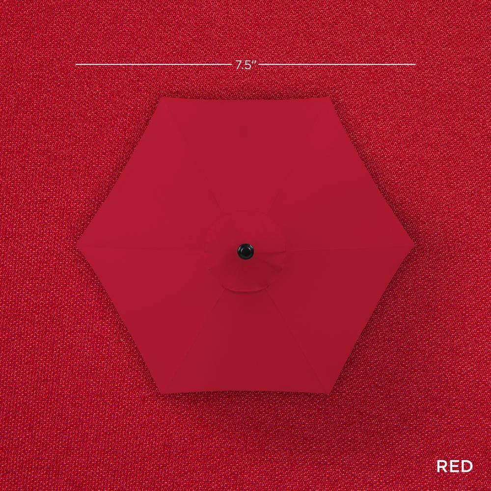 7.5ft Red Polyester Outdoor Market Patio Umbrella with Steel Frame