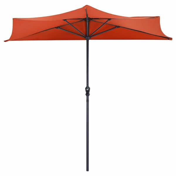 WELLFOR 9 ft. Market Patio Umbrella Half-Round Bistro Umbrella in Orange