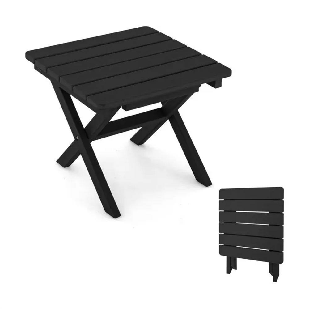 Black Square Plastic 15 in. Outdoor Side Table without Extension