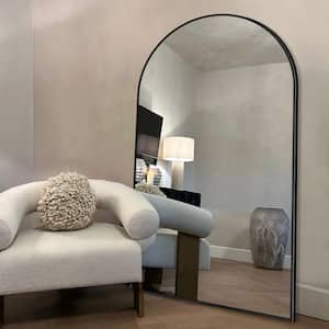 32 in. W. x 71 in. H Oversized Aluminum Alloy Arch Full Length Black Wall Mounted/Standing Mirror Floor Mirror