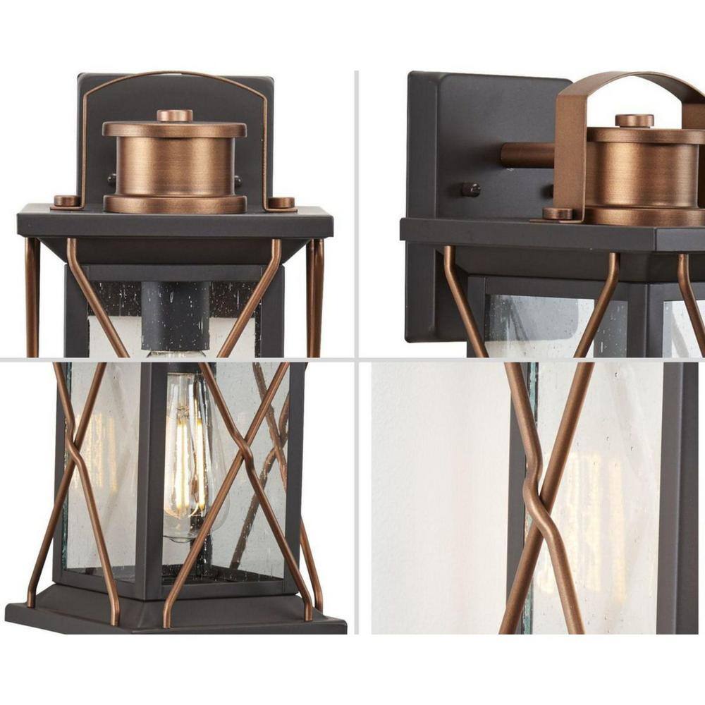 Barlowe Antique Bronze Seeded Glass Outdoor Wall Lantern