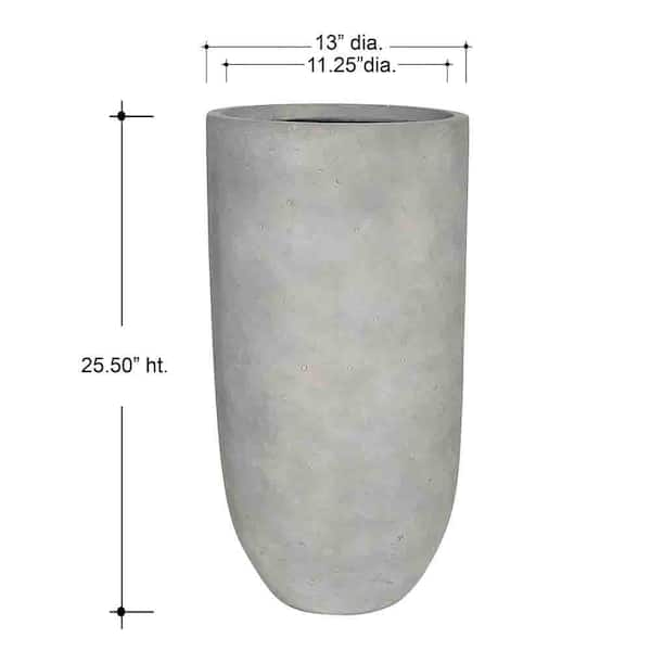 13 in. Clovis Medium Gray Smooth Cement Composite Round Cylinder Planter  (13 in. D x 25.5 in. H)