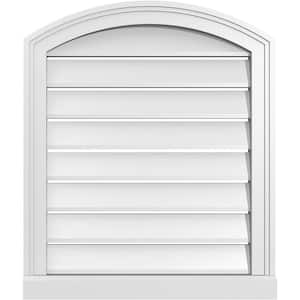 22 in. x 24 in. Arch Top Surface Mount PVC Gable Vent: Decorative with Brickmould Sill Frame