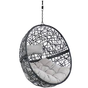 2 ft. Jackson Resin Wicker Hanging Egg Chair Hammock - Gray Cushions