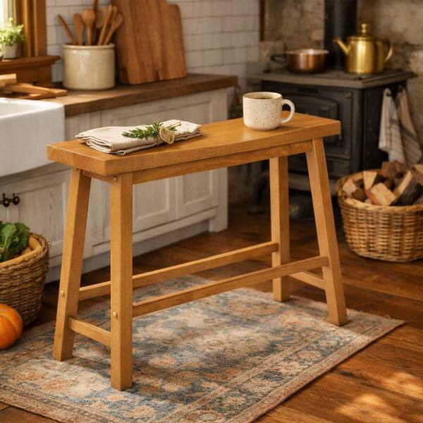 Boraam Sonoma 33in W Backless Entryway Dining Bench-Honey Oak