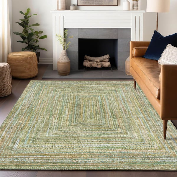 Chantille Machine Washable Indoor/Outdoor Abstract ACN1726 Aloe 5 ft. x 7 ft. 6 in. Area Rug