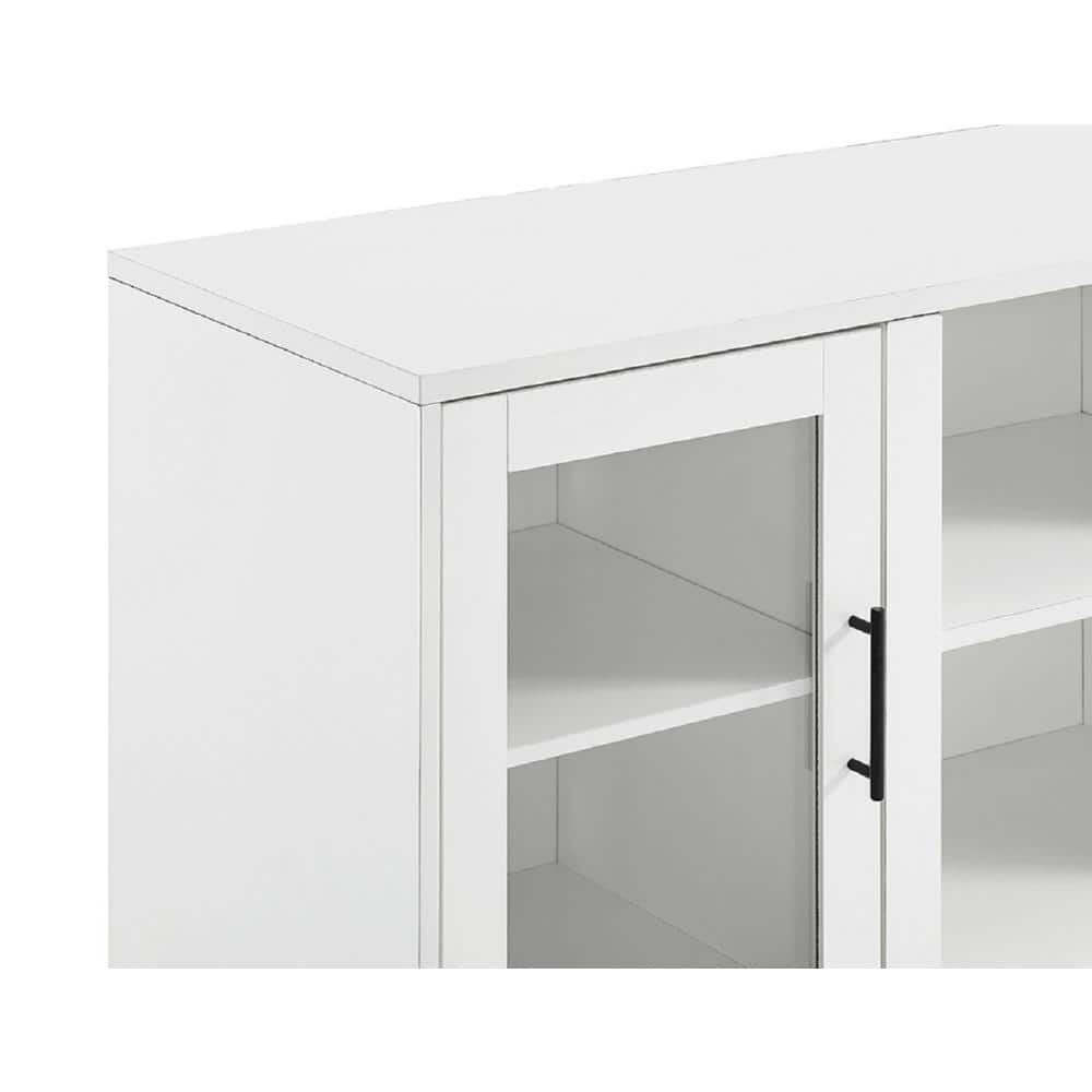Modern 52" White Wood TV Console with Metal Accents