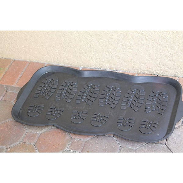 A1 Home Collections A1hc Heavy Duty Flexible Black 16 in. x 31 in. Rubber Multi-Purpose for Shoes, Garden, Entryway, Boot Tray Mat