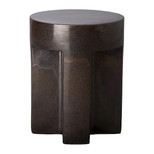 TX 21 in. H Glossy Glaze Gunmetal Round Ceramic Garden Stool