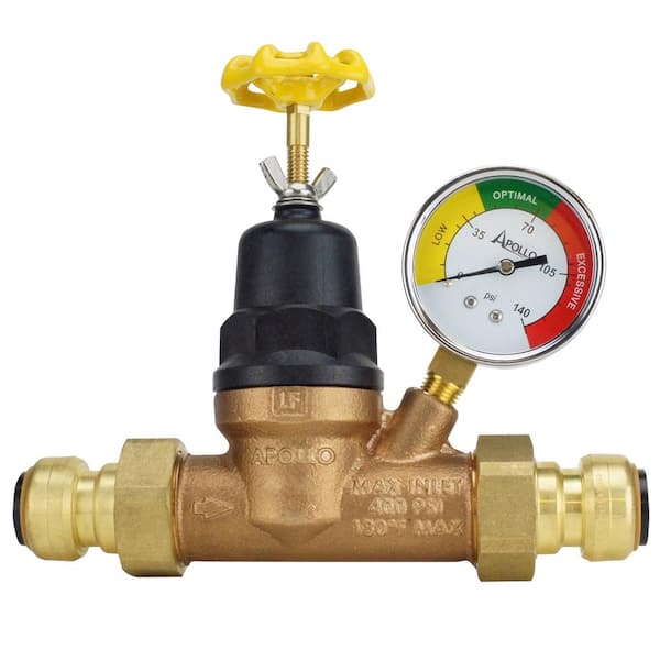 Tectite 3/4 in. Bronze Double Union Push-To-Connect Water Pressure Regulator  with Gauge FSBPRV34WG - The Home Depot