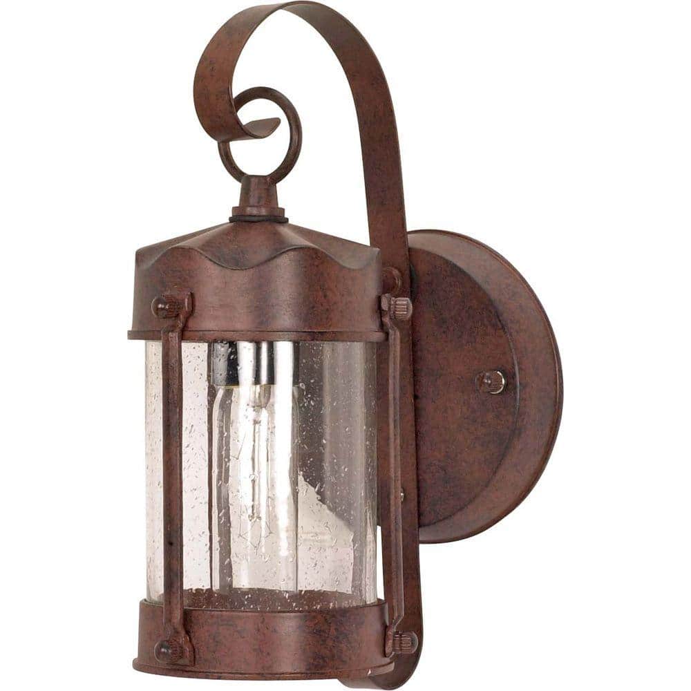 1-Light Outdoor Old Bronze Wall Lantern Sconce Piper Lantern with Clear Seed Glass price history on PriceWatchPro