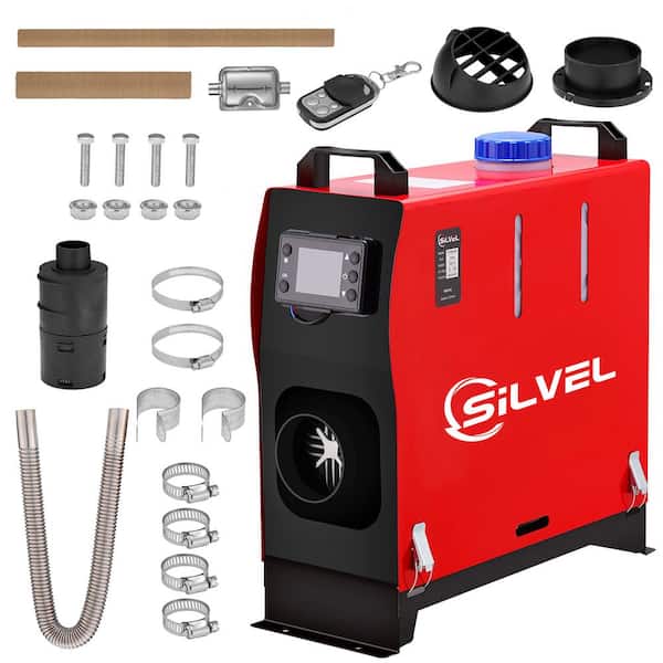 SILVEL Diesel Heater 27304 BTUs Muffler 8KW Portable Forced Air Space Heater with LCD Thermostat Monitor Remote Control for Car