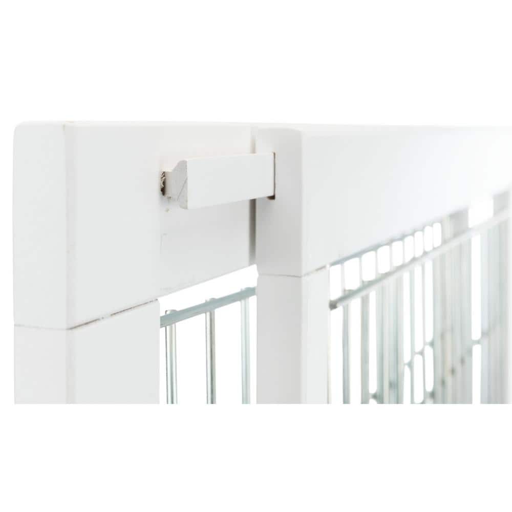 Adjustable White Wood and Metal Freestanding Pet Gate