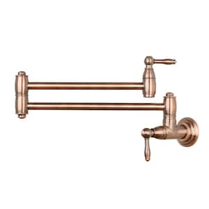 Wall-Mounted Pot Filler Faucet in Antique Copper