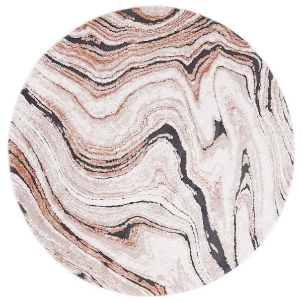 Cyrus Shag 7 ft. x 7 ft. Beige/Rust Layered Granite Round Area Rug