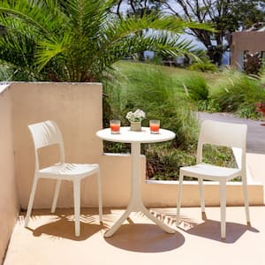 La Vie White 3-Piece Plastic Outdoor Bistro Set