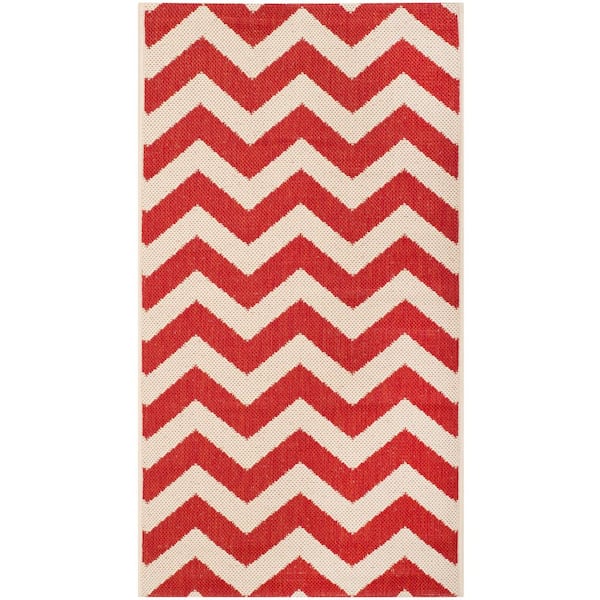 SAFAVIEH Courtyard Red Doormat 2 ft. x 4 ft. Geometric Indoor/Outdoor Patio Area Rug