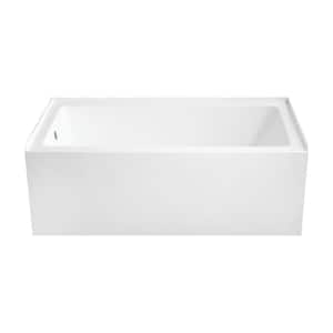 Aqua Eden 60 in. x 32 in. Acrylic Rectangular Alcove Soaking Bathtub with Left Drain in Glossy White