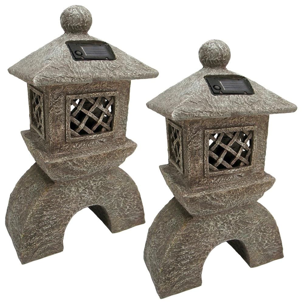 Design Toscano Japanese Pagoda Illuminated Lantern Statue Set (2-Piece)