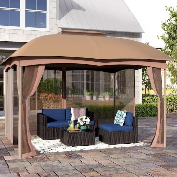 PHI VILLA Replacement Canopy Outdoor Patio for 10 ft. x 12 ft. Gazebo with Mosquito Netting