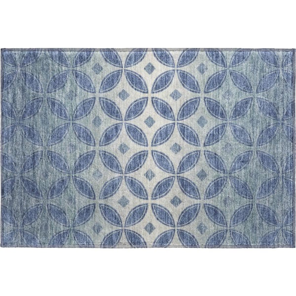 Mayfield Premium Machine Washable Abstract AMF2423 Teal 2 ft. x 3 ft. Accent Rug