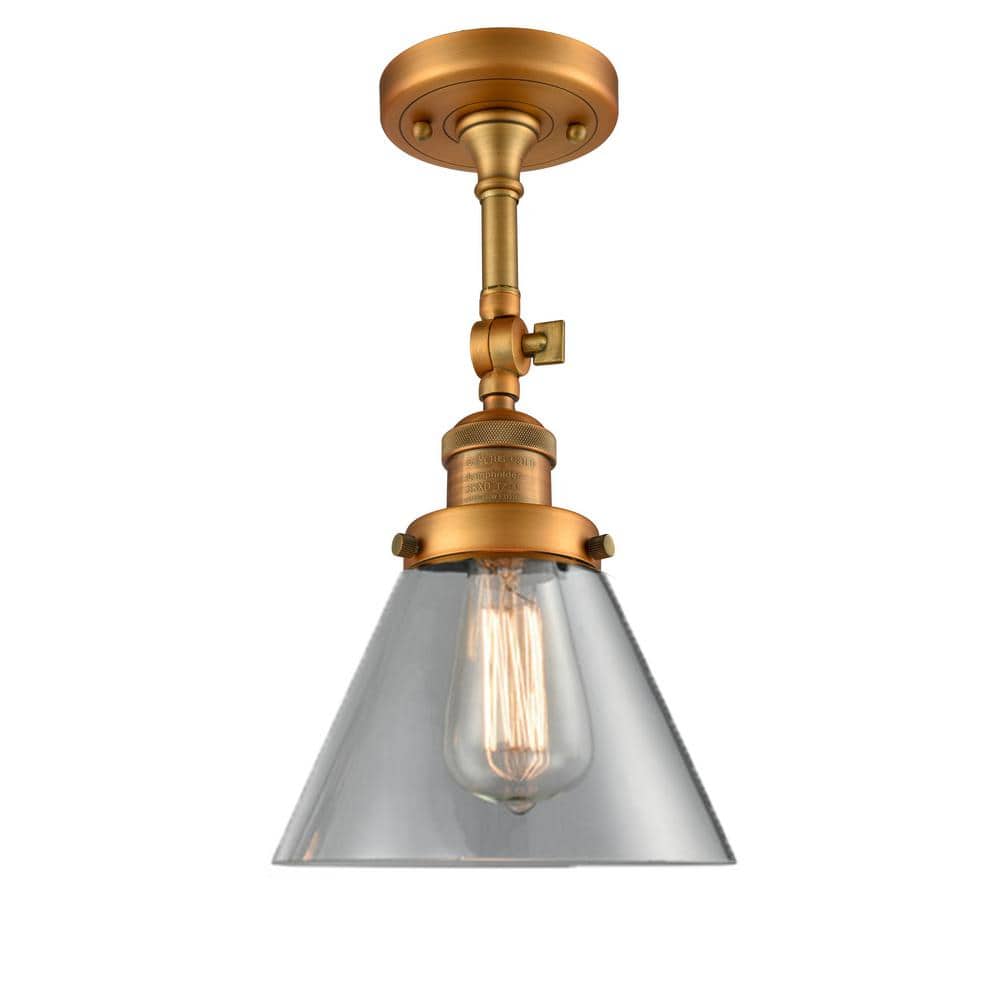 Brushed Brass Adjustable Cone Glass Shade Wall Sconce