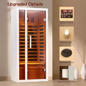 1-Person Extendable Indoor FAR Infrared Sauna Bluetooth Compatible with 6-Carbon Heaters