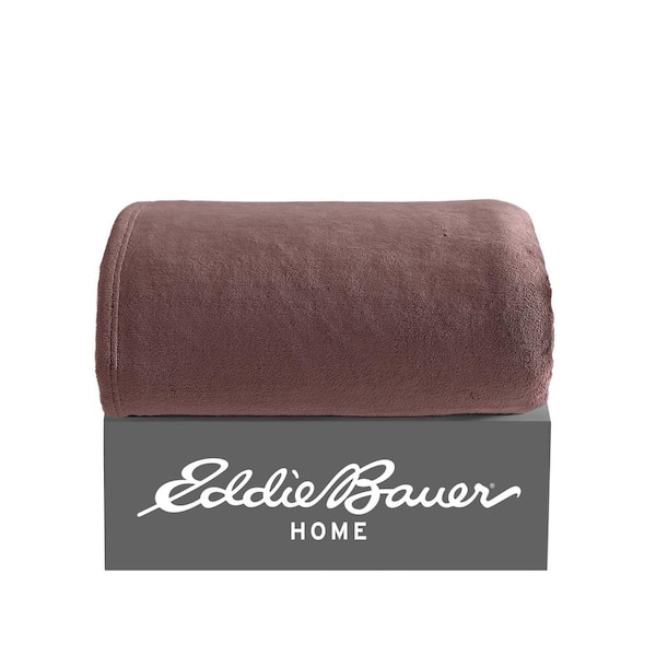 Eddie Bauer Plush Fleece Throw Blanket (Ultra Lux Plush Solid-Brown)