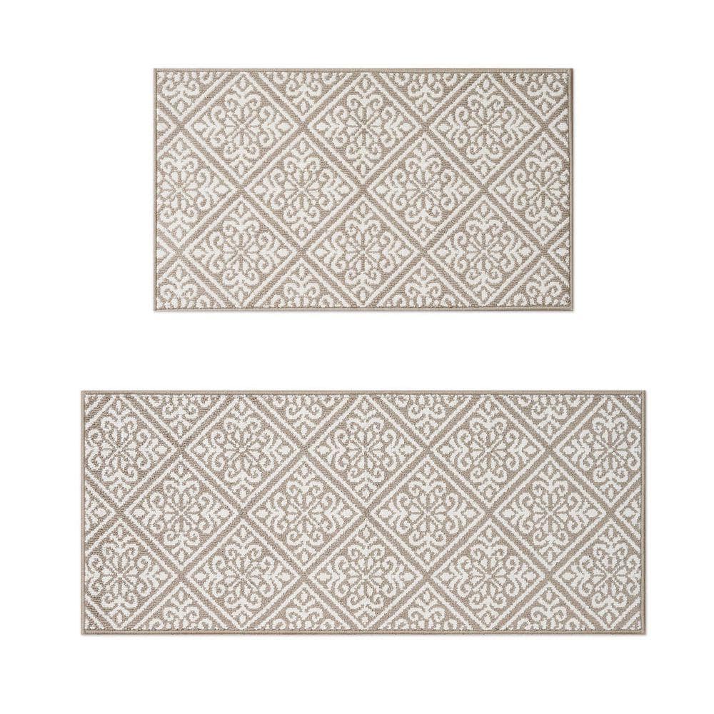 Laura Ashley Austell 2-Tone Linen/Ivory 2 ft. x 5 ft. Geometric