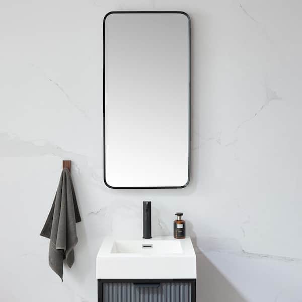 ROSWELL Mutriku 18 in. W x 36 in. H Metal Framed Rectangle Bathroom Vanity Mirror in Black