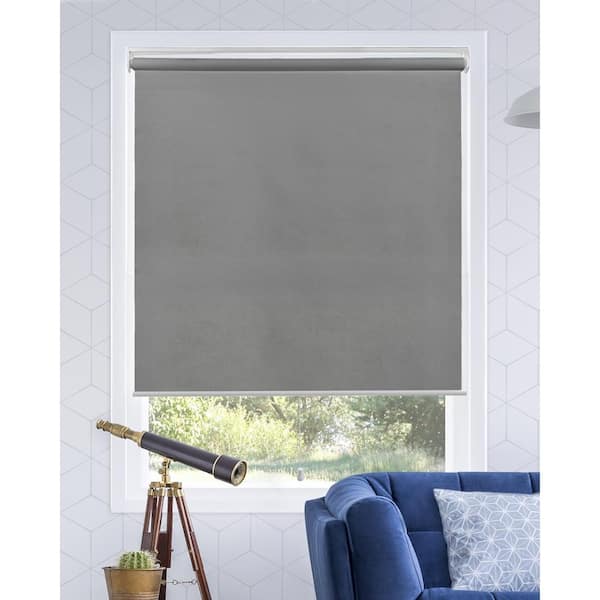 Chicology Snap-N'-Glide Urban Grey Cordless Light Filtering UV Protection Polyester Roller Shade 55 in. W x 72 in. L
