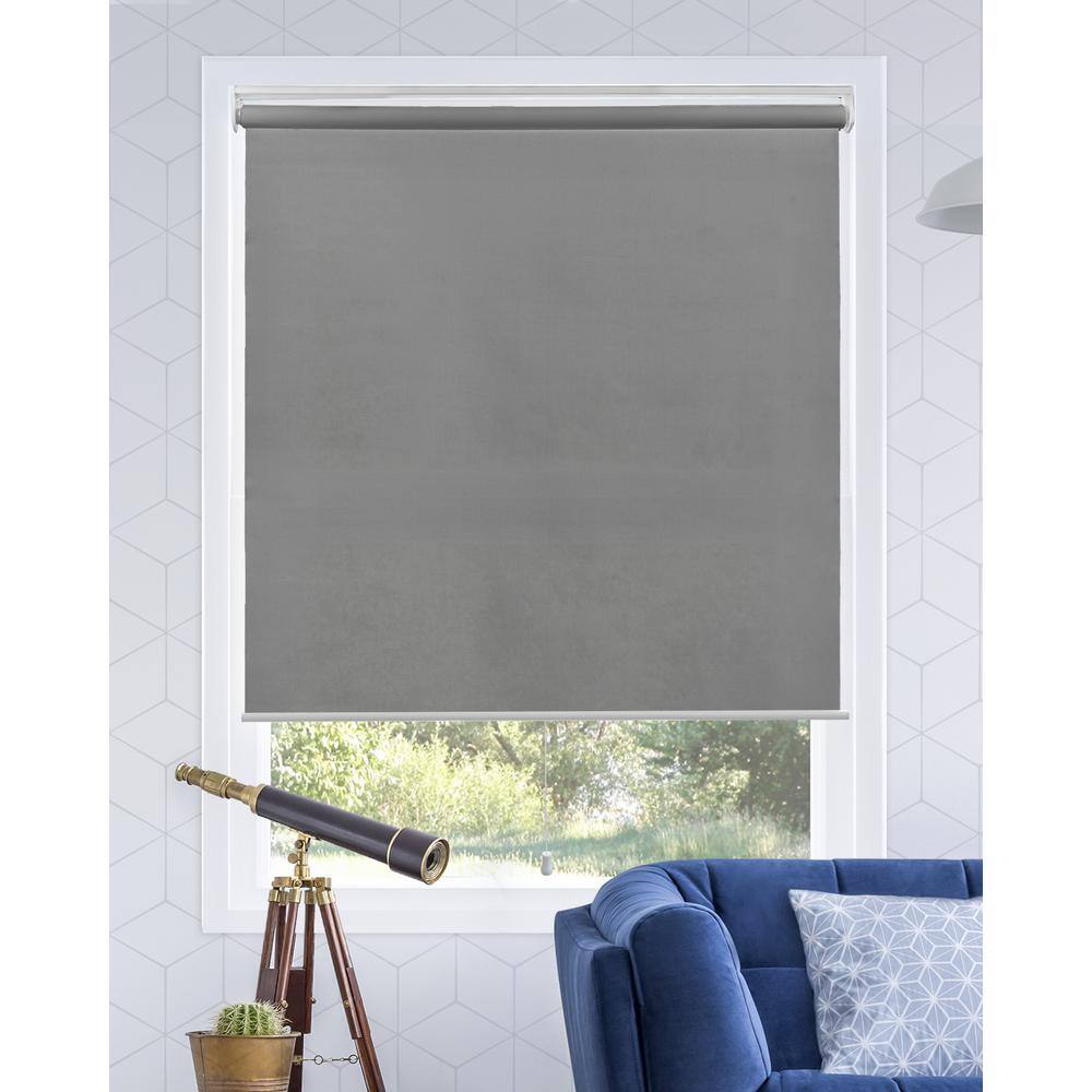 Chicology Snap-N'-Glide Urban Grey Cordless Light Filtering UV Protection Polyester Roller Shade 64 in. W x 72 in. L