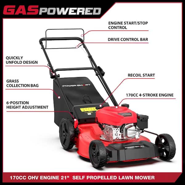PowerSmart 21 in. 170cc OH 4-stroke engine 3-in-1 Gas Self