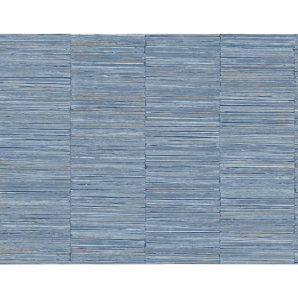 A-Street Prints Jenga Blue Striped Column Vinyl Non-Pasted Textured Repositionable Wallpaper