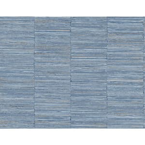 Gator Blue Geometric Stripe Wallpaper Sample