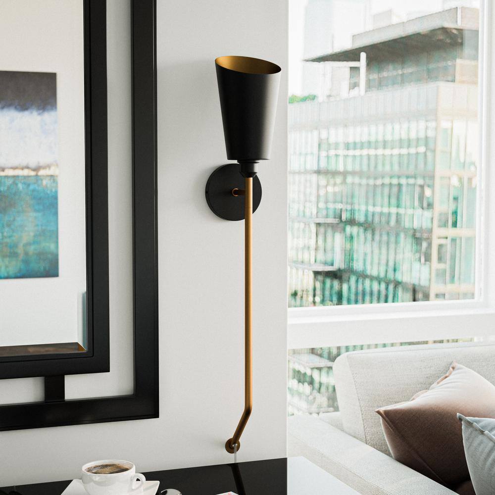 Park Haven 32 in. 1-Light Black and Gold Wall Sconce Wallchiere price history on PriceWatchPro