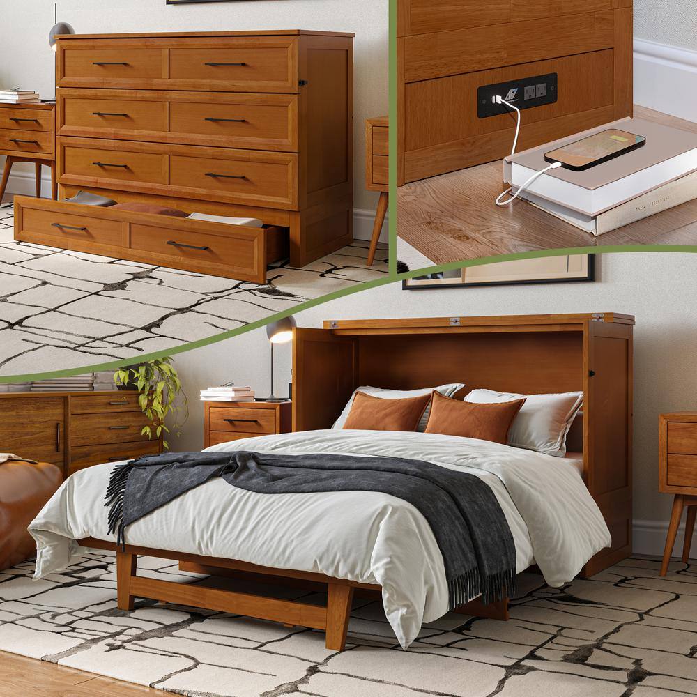 AFI Sedona Light Toffee Bronze Wood Frame Full Size Murphy Bed Chest