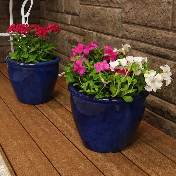 Sunnydaze Chalet Indoor/Outdoor Planter - 12 in. - Imperial Blue