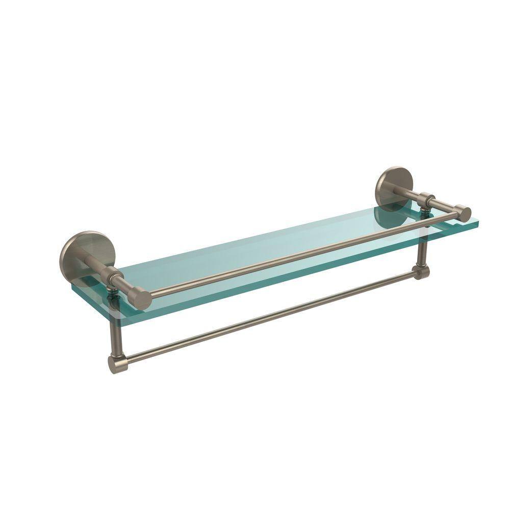 Allied Brass 22 in. L x in. H x in. W Gallery Clear Glass Bathroom Shelf  with Towel Bar in Antique Pewter P1000-1TB/22-GAL-PEW The Home Depot