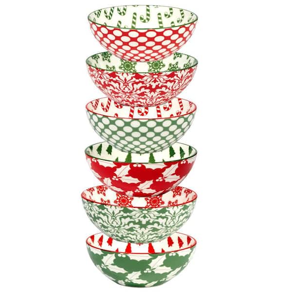 Certified International Winter Medley 29 fl. oz. Assorted Colors Porcelain All Purpose Bowl (Set of 6)