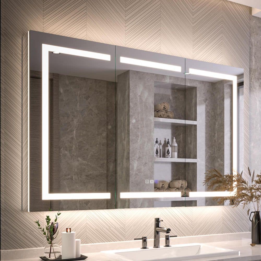54 in. W x 36 in. H Rectangular LED Anti-Fog Medicine Cabinet with Mirror price history on PriceWatchPro