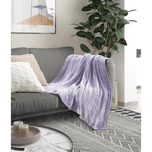 Darryl Purple Space Dye Chenille Polyester 50 in. x 60 in. Throw Blanket