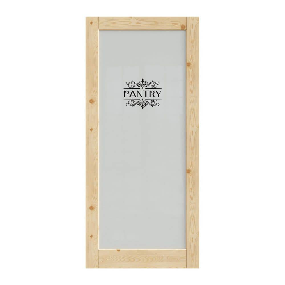 ARK DESIGN 36 in. x 80 in. Solid Core 1-Lite Frosted Glass Pine ...