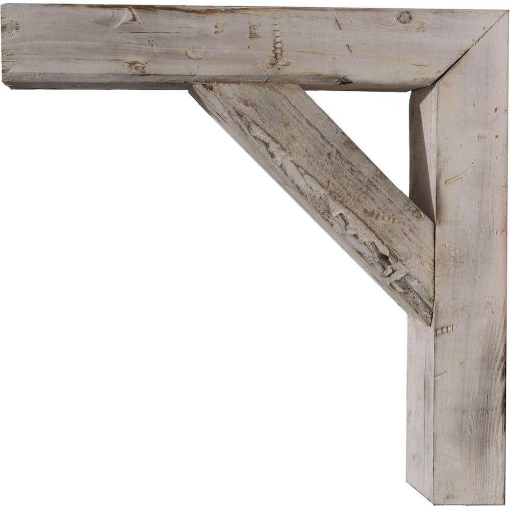 Chalk Dust White Solid Wood Farmhouse Bracket Shelf