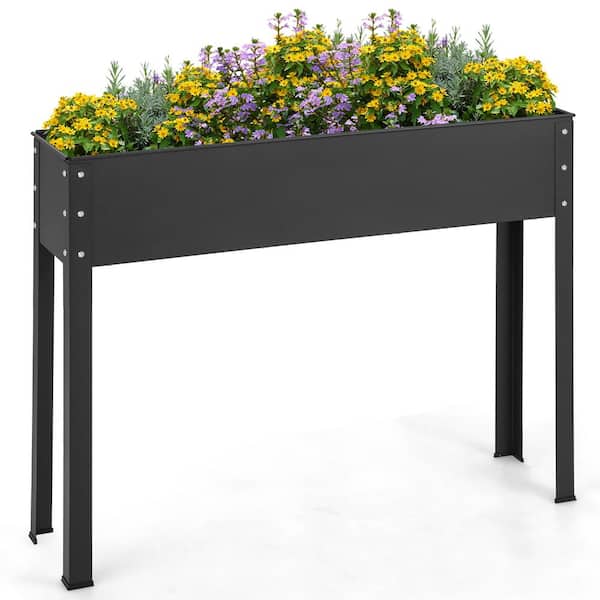 Costway 40 in. Raised Garden Bed with Legs Metal Elevated Planter Box Drainage Hole Backyard