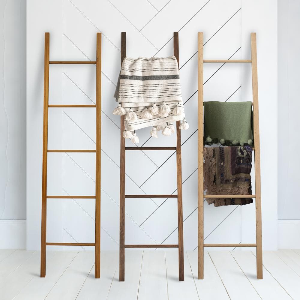 Solid American Cherry 5-Step Decorative Ladder for Towels and Magazines