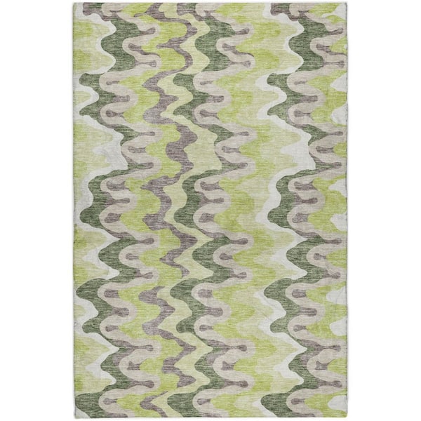 Dream Shag Premium Machine Washable Abstract ADS750 Aloe 9 ft. x 12 ft. Area Rug